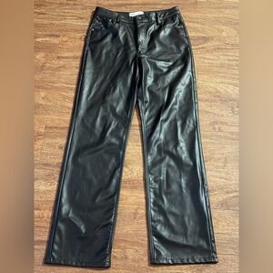 Zara Black Faux Leather Straight Leg Pants